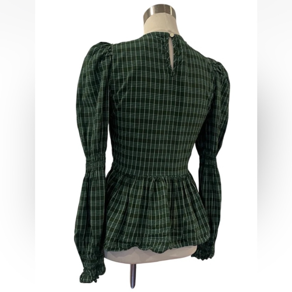 Universal Thread Green plaid smocked long sleeve blouse Medium GUC - Picture 2 of 3